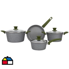 JUST HOME COLLECTION - Batería de Cocina 7 piezas aluminio gris