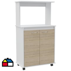 TUHOME - Mueble para microondas 63x36x114 cm blanco/oak