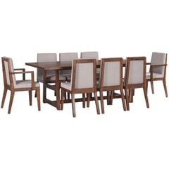 NUEVALINEA - Comedor Iberia 8 Sillas Mesa Rectangular 110x80x220 cm Café