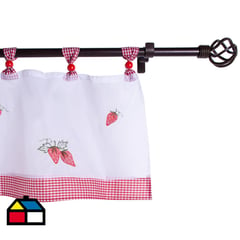 JOVIAL - Cenefa de cocina 45x135cm frutillas cuadrillé roja