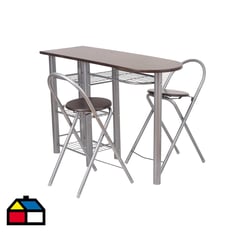 CASA BONITA - Juego de Comedor Auxiliar 2 Bancos Plegable Wengue