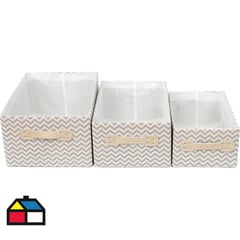 JUST HOME COLLECTION - Set 3 caja de tela zigzag 35/31/27