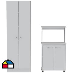 TUHOME - Set Mueble Microondas + Despensa kitchen 2 Blanco