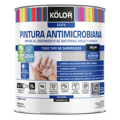 KOLOR - Esmalte al Agua Antimicrobiana Semibrillo Blanco 1/4 gl