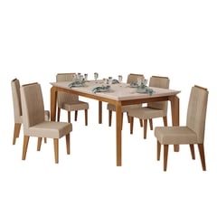 VEKKAHOME - Comedor Bizcancio 6 Sillas Mesa Rectangular 90x80x170 cm Café