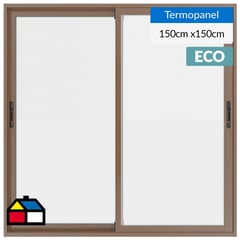 WINTEC - Ventanal termopanel aluminio 150x150 cm madera corredera