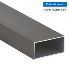 SUPERFIL - Perfil Tubular Gris 6 unidades Aluminio 40x80x1 mm 3 m