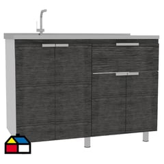 TUHOME - Mueble de cocina con lavaplatos 120x51,5x88 cm Gris/blanco