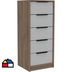 TUHOME - Cómoda 5 cajones 45x41,3x107 cm Miel/blanco