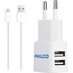 PHILCO - Cargador 220 v doble micro USB 2,1A