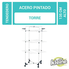 KLEINE WOLKE - Tendedero de ropa torre 3 racks 136x65xx70 cm acero