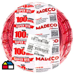 MADECO - Alambre de cobre aislado (H07V-U) 2,5 mm2 100 m Rojo