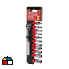 REDLINE - Set dados y chicarra 1/4 pulgadas 12 piezas