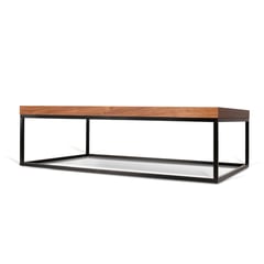 DE PIES A CABEZA - Mesa cubo 120x75 cm negra con madera pino cerezo