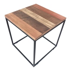 DE PIES A CABEZA - Mesa cubo 50x50 cm negra con madera nativo