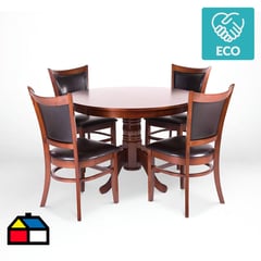 CIC - Juego de comedor 4 sillas 106x106 Chocolate