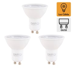 DAIRU - Pack 3 Ampolletas led GU10 4W luz cálida