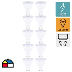 DAIRU - Pack 10 Ampolletas led GU10 6W luz cálida