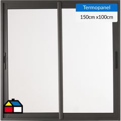 TERMOHOME - Ventana corredera 150x100 cm termopanel aluminio grafito