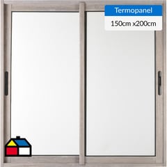 TERMOHOME - Ventana corredera 150x200 cm termopanel aluminio ceniza