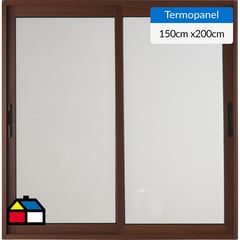 TERMOHOME - Ventana corredera 150x200 cm termopanel aluminio roble