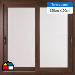 TERMOHOME - Ventana corredera 120x120 cm termopanel PVC nogal