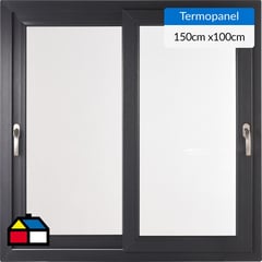 TERMOHOME - Ventana corredera 150x100 cm termopanel PVC grafito