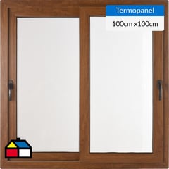 TERMOHOME - Ventana corredera 100x100 cm termopanel PVC roble