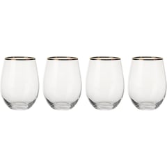 JUST HOME COLLECTION - Set de 4 Vasos Borde Dorado 500 ml