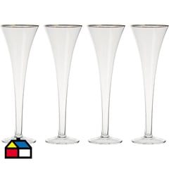 JUST HOME COLLECTION - Set de 4 Copas Champaña Borde Dorado 180 ml