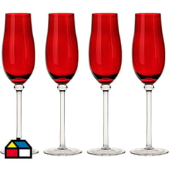 JUST HOME COLLECTION - Set de 4 Copas Champaña  Roja 250 ml