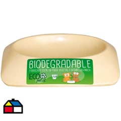 DECOGREEN - Plato de comida para mascota pequeño biodegradable Blanco