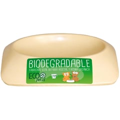 DECOGREEN - Plato de comida para mascota pequeño biodegradable Blanco