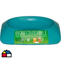 DECOGREEN - Plato de comida para mascota pequeño biodegradable Celeste