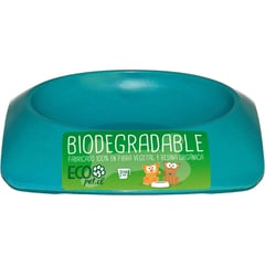 DECOGREEN - Plato de comida para mascota pequeño biodegradable Celeste