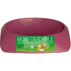 DECOGREEN - Plato de comida para mascota grande biodegradable Morado