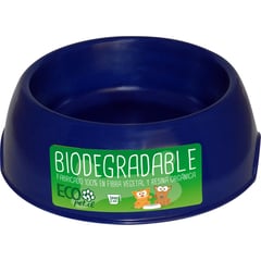 DECOGREEN - Plato de comida para mascota grande biodegradable Azul