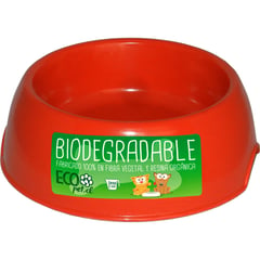 DECOGREEN - Plato de comida para mascota grande biodegradable Rojo