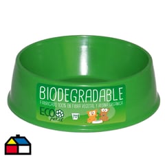 DECOGREEN - Plato de comida para mascota pequeño biodegradable Verde