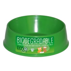 DECOGREEN - Plato de comida para mascota pequeño biodegradable Verde