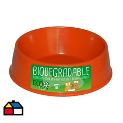 DECOGREEN - Plato de comida para mascota pequeño biodegradable Naranjo