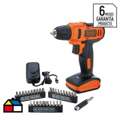 BLACK+DECKER - Taladro inalámbrico atornillador 10 mm 12V + 1 batería