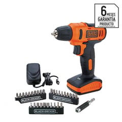 BLACK+DECKER - Taladro inalámbrico atornillador 10 mm 12V + 1 batería