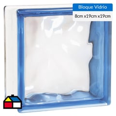 HOLZTEK - Bloque de Vidrio Azul 19x19x8 cm Cloudy