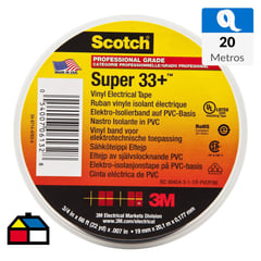 3M - Cinta Aisladora Eléctrica 19 mm x 20 mts Super 33 Negra