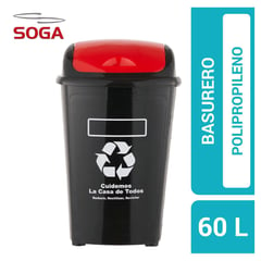 SOGA - Basurero 60 Litros Polipropileno Negro