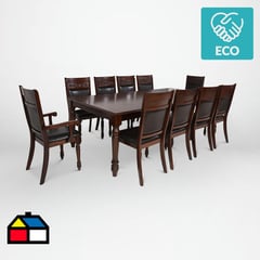 CIC - Juego de comedor 8 sillas + 2 sitiales 240x120 Caoba