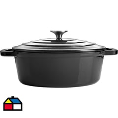 MAGEFESA - Olla ovalada con tapa 28 cm hierro negra