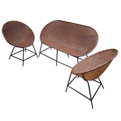 DECO MIMBRE - Juego de Living de terraza nido chocolate 4 personas