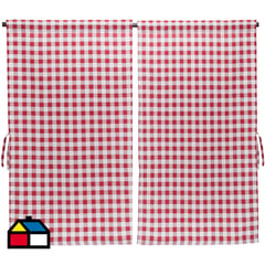 ATMOSPHERA HOME - Cortina cocina cuadrille rojo 2 paños 70x115 cm